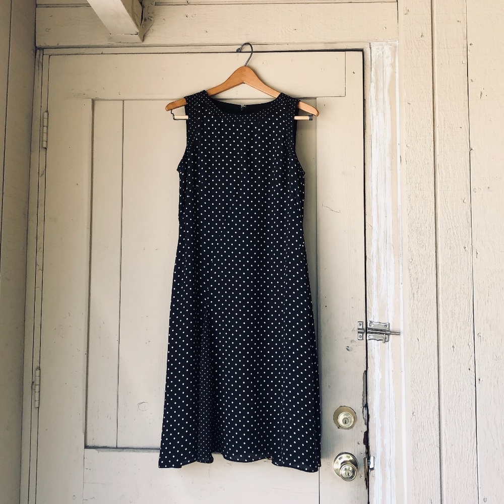 Ann Taylor Sleeveless Polka Dot Semi Flare Dres